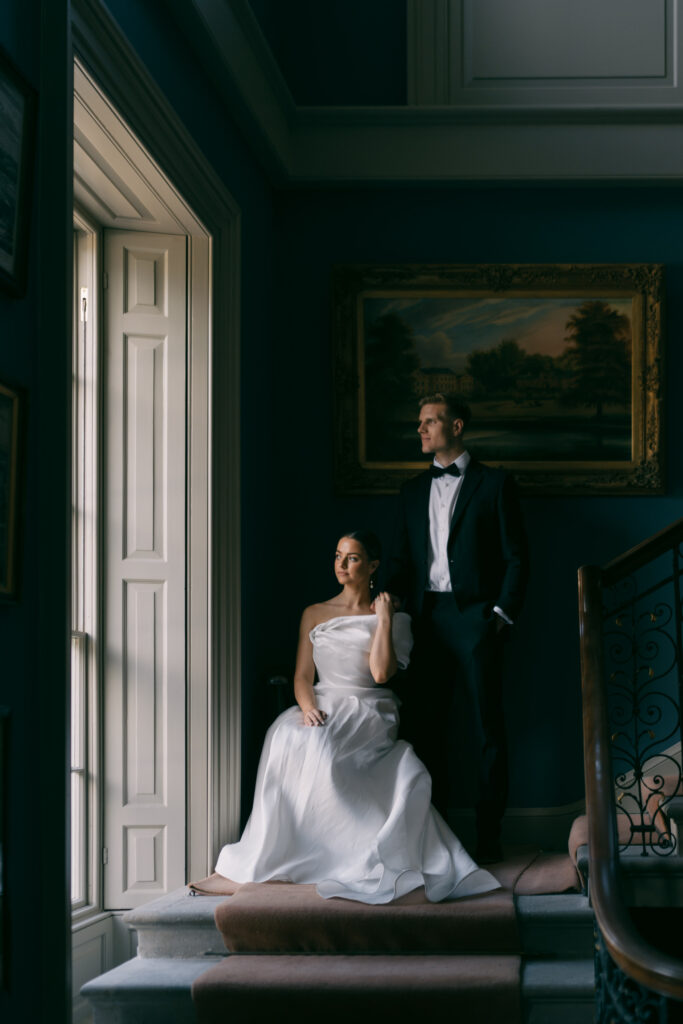 bride in simple and beautiful off-the-shoulder dress