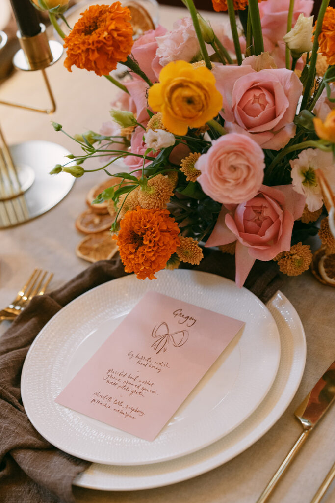 Table set up with floral arrangements 
